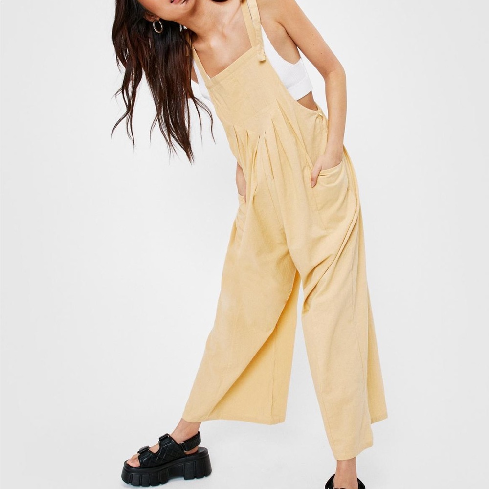 Pleated Wideleg Overalls